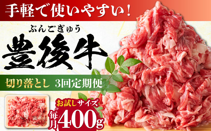 【全3回定期便】【お試しにピッタリ！】 おおいた豊後牛 牛肉 切り落とし 400g 日田市 / 株式会社MEAT PLUS　肉 牛肉 和牛 [AREI038] 【全3回定期便】