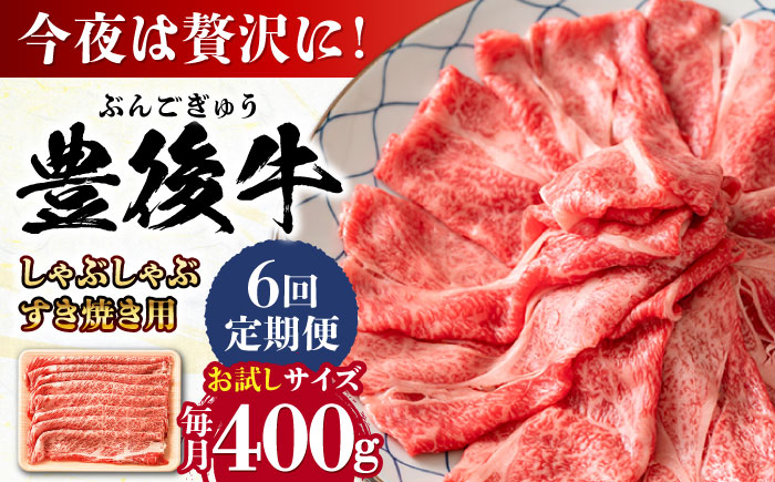 【全6回定期便】おおいた豊後牛 しゃぶしゃぶすき焼き用（肩ロース・肩バラ・モモ）400g 日田市 / 株式会社MEAT PLUS　 牛 和牛 [AREI063] 【全6回定期便】