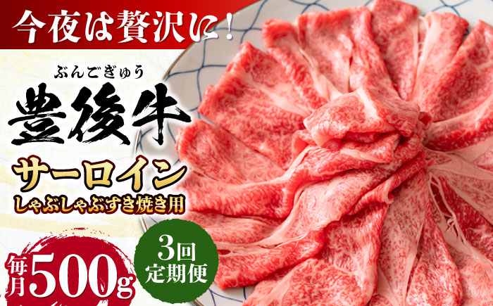 【全3回定期便】【厳選部位】おおいた豊後牛 サーロイン しゃぶしゃぶすき焼き用 500g 日田市 / 株式会社MEAT PLUS　牛 うし 黒毛和牛 和牛 豊後牛 [AREI083] 【全3回定期便】