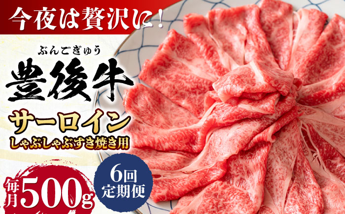 【全6回定期便】【厳選部位】おおいた豊後牛 サーロイン しゃぶしゃぶすき焼き用 500g 日田市 / 株式会社MEAT PLUS　牛 うし 黒毛和牛 和牛 豊後牛 [AREI084] 【全6回定期便】
