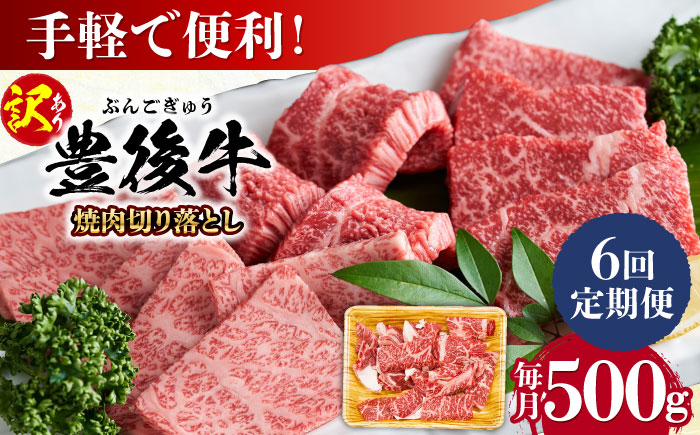 【全6回定期便】【訳あり】おおいた豊後牛 焼肉 切り落とし 500g 日田市 / 株式会社MEAT PLUS　牛 うし 黒毛和牛 和牛 豊後牛 [AREI132] 【全6回定期便】