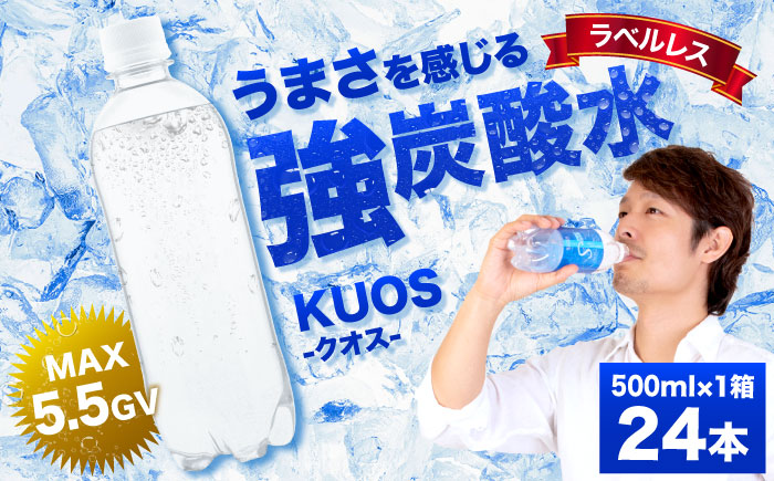 【強炭酸水】クオス プレーン ラベルレス 500ml×24本 炭酸水 日田市 / 株式会社OTOGINO [AREF054]