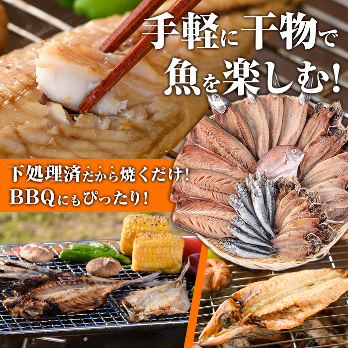 ＜訳あり＞ 干物お楽しみBOX (25尾以上：隔月3回) 定期便 簡単 干物 たい タイ あじ アジ かます カマス さば サバ いわし イワシ 丸干し 開き みりん干し 魚 海鮮 冷凍 詰め合わせ セット【AQ96】【(株)やまろ渡邉】