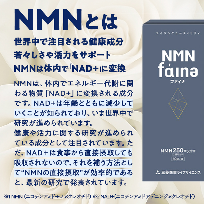 完全国内生産のNMNサプリメント「NMNファイナ」計540粒（計180粒×3回毎月）健康サポートサプリメント NMN 大分県 佐伯市  【GM002】【三菱商事ライフサイエンス (株)】