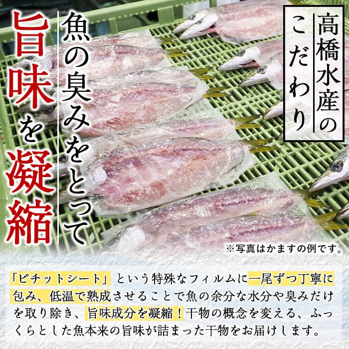＜定期便・全4回＞ギフト用品質！九州産 ひもの 季節の 定期便 (総計35枚) 定期 干物 鯛 かます さば サバ あじ アジ 開き 魚 海鮮 冷凍 ひもの 小分け 惣菜 おかず セット ギフト 贈り物 大分県 佐伯市【DH301】【ネクサ】