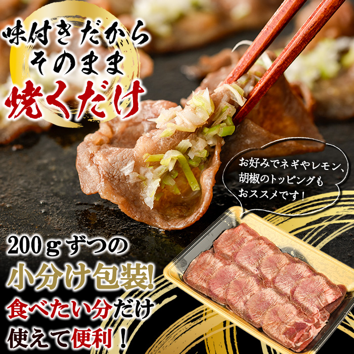 ＜定期便・全6回 (2か月ごとの発送)＞薄切り 塩味 牛タン (総量3.6kg) 定期便 小分け 牛肉 肉 タン 牛たん 味付け 焼肉 塩 BBQ 冷凍 大分県 佐伯市【DH319】【ネクサ】