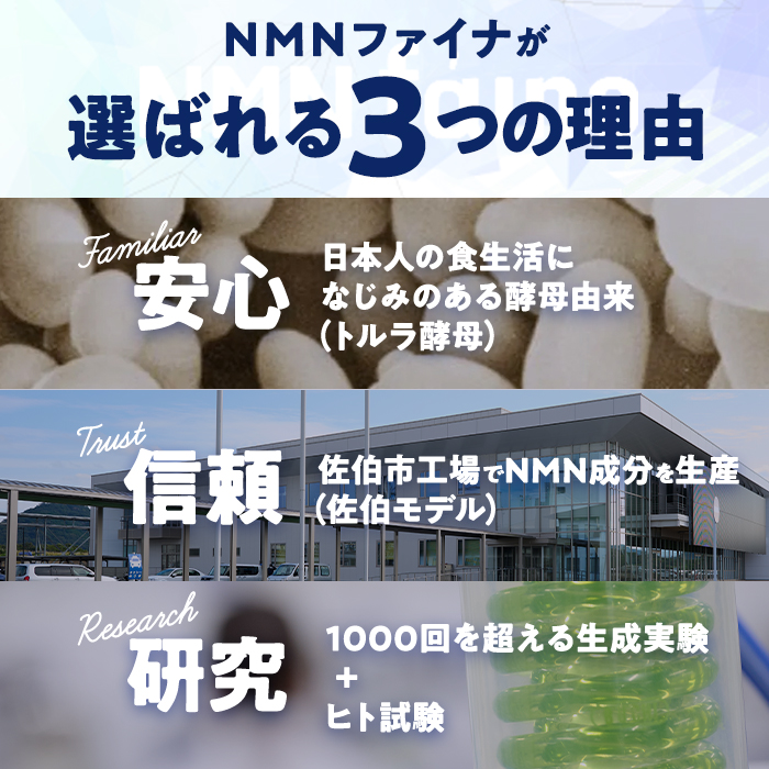 完全国内生産のNMNサプリメント「NMNファイナ」計540粒（計180粒×3回毎月）健康サポートサプリメント NMN 大分県 佐伯市  【GM002】【三菱商事ライフサイエンス (株)】