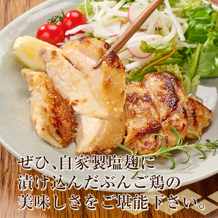 大分県産 ぶんご鶏の自家製塩麹漬け(計1.26kg・210g×6枚)国産 鶏肉 ステーキ タンパク質 簡単 調理 冷凍 大分県 佐伯市【AN109】【ぶんご銘醸 (株)】