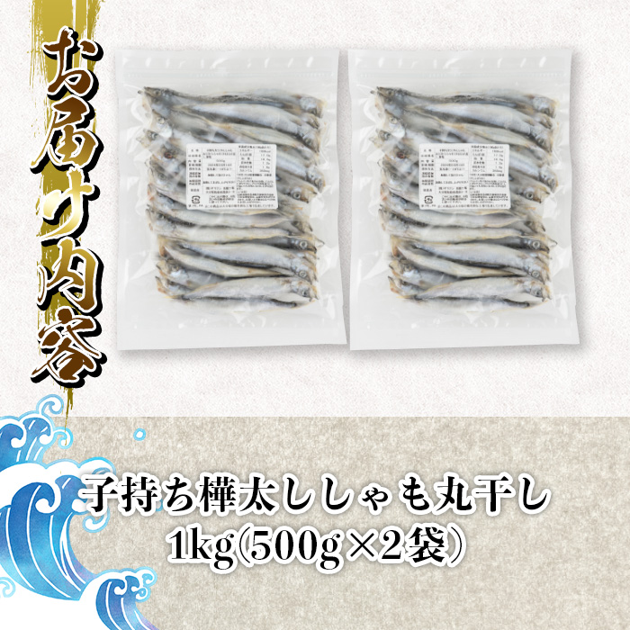 子持ち樺太ししゃも丸干し (計1kg・500g×2袋) 干物 ししゃも シシャモ 丸干し 魚 海鮮 冷凍 大分県 佐伯市【AP82】【(株)ヤマジン】