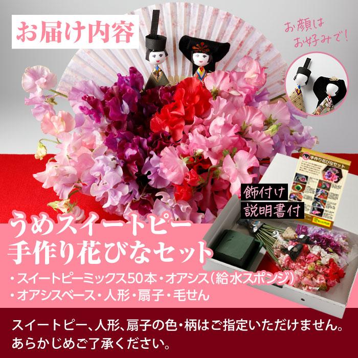 ＜先行予約受付中！2026年2月下旬以降順次発送予定＞＜農家直送＞スイートピー 手作り雛セット (50本・ひな人形) 期間限定 花 切り花 生花 お雛様 ひな人形 九州産 国産 大分県 佐伯市 宇目 清幸農園【BZ65】【清幸農園(有)】