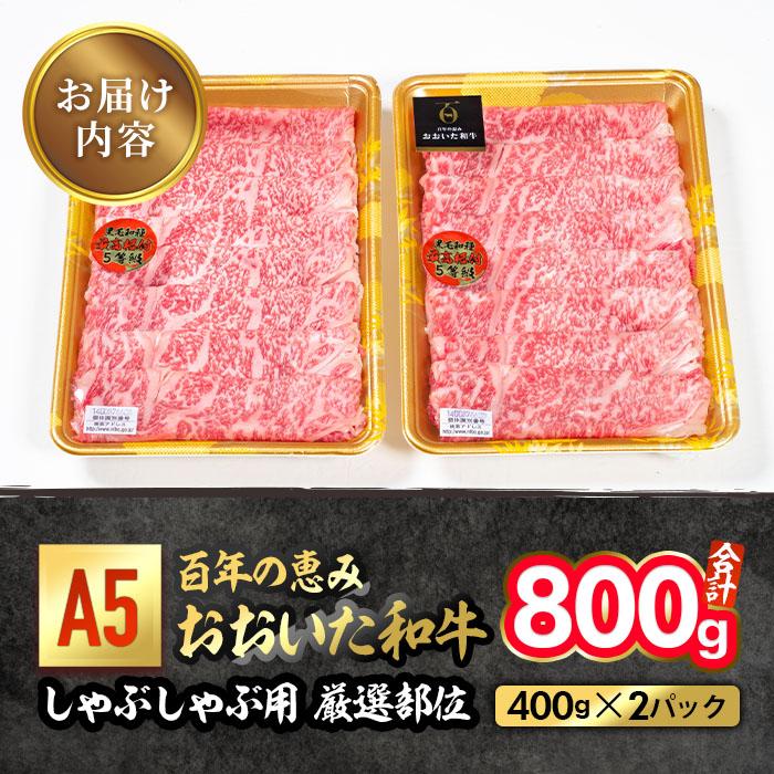 百年の恵み おおいた和牛 A5 しゃぶしゃぶ用 厳選部位 (800g) 国産 牛肉 肉 霜降り ロース 肩ロース もも 肩 和牛 ブランド牛 しゃぶしゃぶ 冷凍 大分県 佐伯市  【FS05】【 (株)トキハインダストリー】