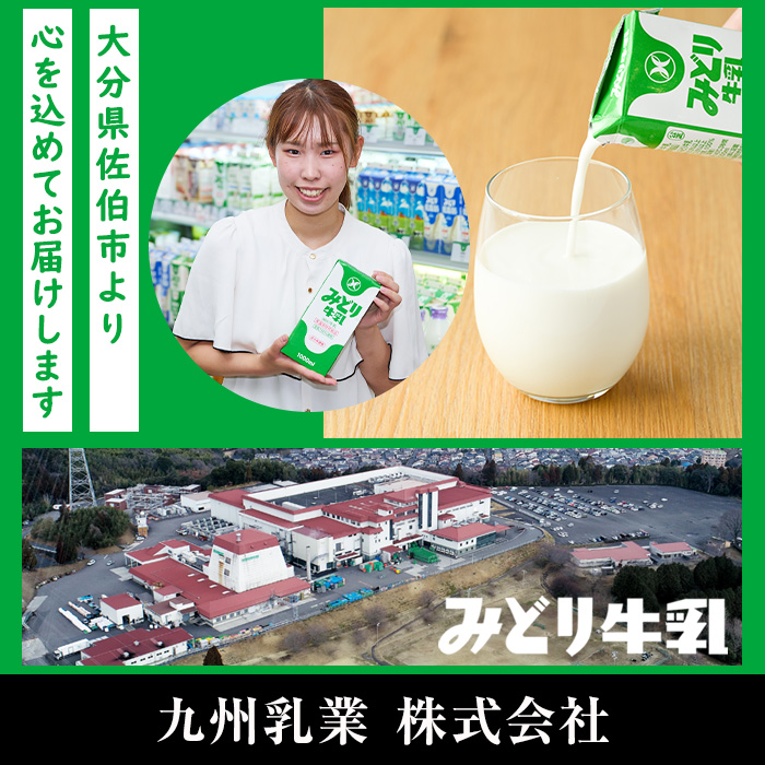 みどり牛乳(計12L・1000ml×12本)常温 保存 ミルク 生乳 長期保存 ロングライフ 乳製品 防災 備蓄 大分県 佐伯市【GT02】【九州乳業株式会社】