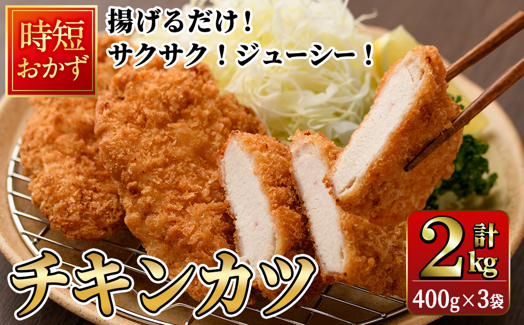 時短おかず 揚げるだけ サクサク！ジューシー！チキンカツ(計1.2kg・400g×3袋) 国産 鶏むね肉 肉 チキンカツ 冷凍 惣菜 お弁当 小分け 簡単 時短 大分県 佐伯市【DH289】【ネクサ】
