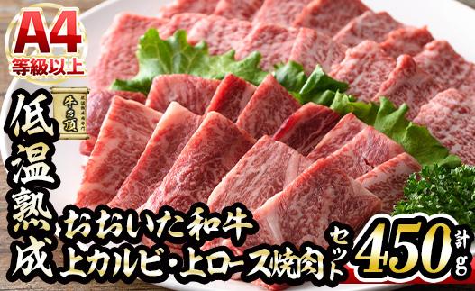 おおいた和牛 上カルビ・上ロース焼肉セット (合計450g・上カルビ250g+上ロース200g) 国産 牛肉 肉 霜降り 低温熟成 A4 和牛 ブランド牛 カルビ ロース 焼肉 BBQ 冷凍 【DH210】【(株)ネクサ】