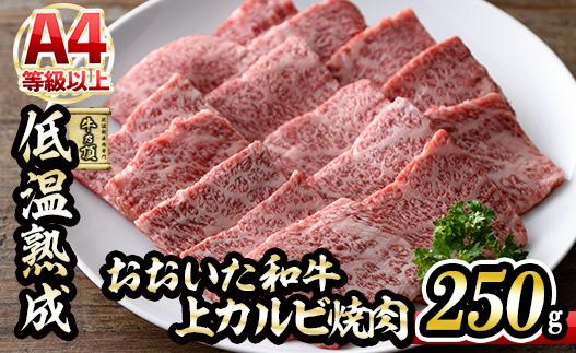 おおいた和牛 上カルビ 焼肉 (250g) 国産 牛肉 肉 霜降り 低温熟成 A4 和牛 ブランド牛 カルビ BBQ 冷凍 大分県 佐伯市【DH219】【(株)ネクサ】