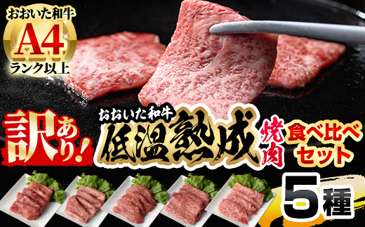 ＜訳あり＞おおいた和牛 お試し 食べ比べ 焼肉 5種 セット (合計350g・70g×5種) 小分け 焼肉 国産 牛肉 肉 低温熟成 A4 和牛 ブランド牛 BBQ 冷凍 大分県 佐伯市【DH251】【(株)ネクサ】