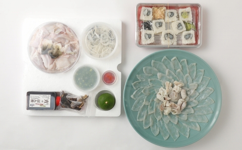 【年内・年末年始発送可】頑固親父のこだわりトラフグ刺しふぐ鍋セット・ふぐ寿司付き（3人前）［冷蔵］ふぐ料理・鮨　光