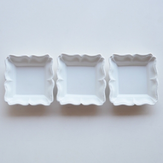 〔臼杵焼〕スクエア豆皿（白）　3枚セット