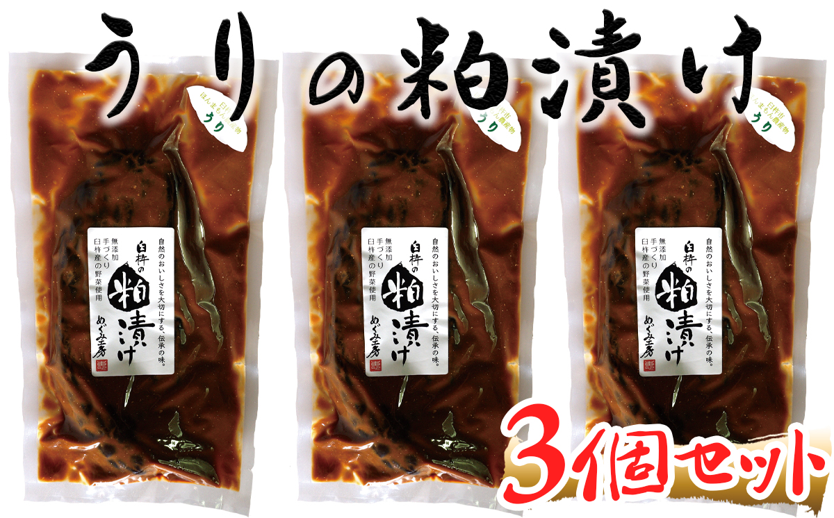 リピーター続出★地元酒蔵の酒粕で漬けこんだウリの粕漬け3個セット