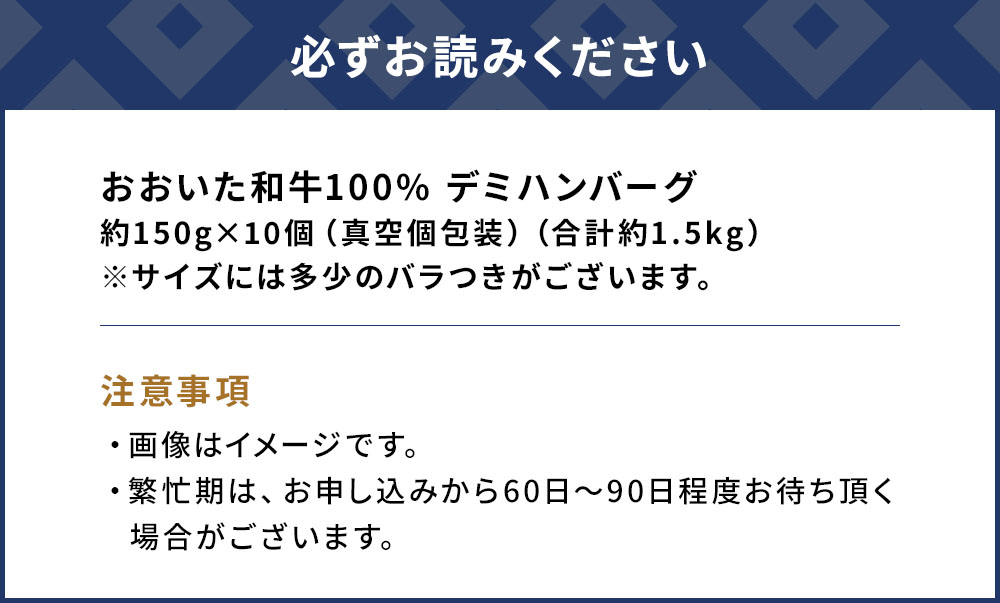 【おおいた和牛100%】 デミハンバーグ 約150g×10個 合計約1.5kg | 牛肉 豊後牛 惣菜 冷凍 大分県 九州 津久見市 国産