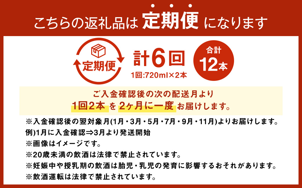 【年6回定期便】佐藤酒造 季節の日本酒 720ml 2本×6回