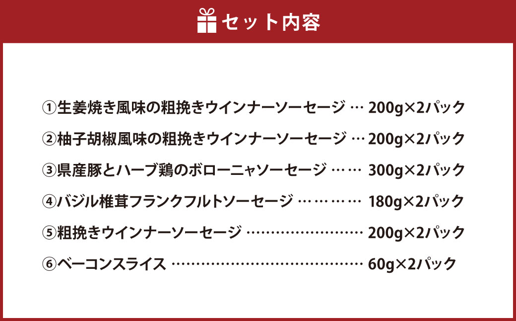 大分県産 おおいた味力 ソーセージセット 計2.28kg