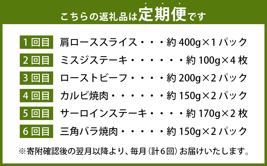 【6カ月定期便】毎月お届け！ おおいた和牛を贅沢に味わい尽くす半年間定期便/霜降り系 計約2.14kg