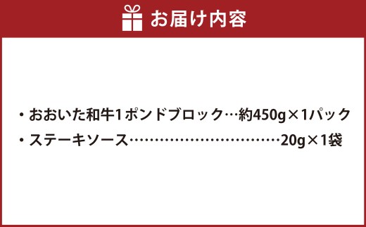おおいた和牛 1ポンド ブロック 計約450g ステーキソース付き