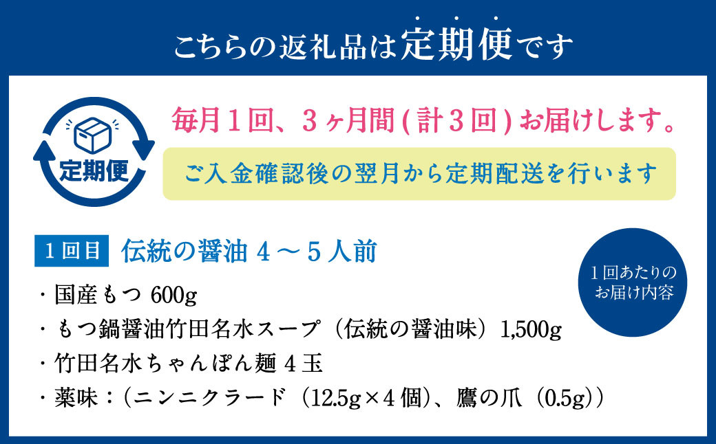 【3回定期便】もつ鍋 3種食べ比べ 4～5人前 醤油 塩とんこつ 味噌【陽はまたのぼる】