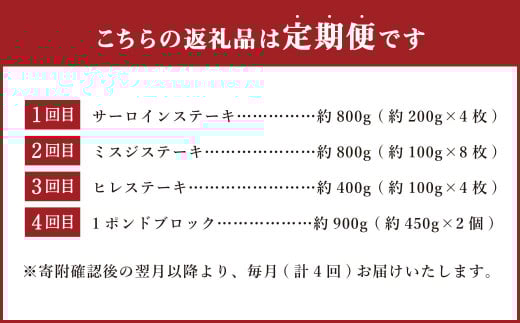 【4ヶ月定期便】毎月違うセットが届く！おおいた和牛ステーキセット 計約2.9kg