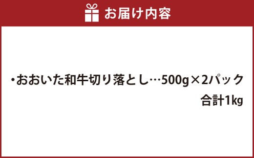 おおいた和牛 切り落とし 約500g×2パック 計約1kg