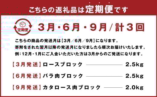 【3回定期便】大分県産ブランド豚 奥豊後豚（米の恵み） 3種ブロック 食べ比べ 計7kg ロース 肩ロース バラ肉 豚肉