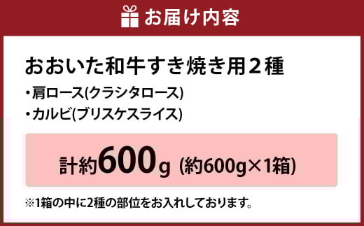 おおいた和牛すき焼き用 2種 計約600g（クラシタロース・ブリスケスライス）