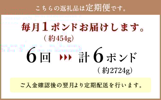 【定期便6回】日本一の和牛 おおいた豊後牛 1ポンド エアーズロック 極厚ステーキ 約454g×6回 計6ポンド （約2724g）