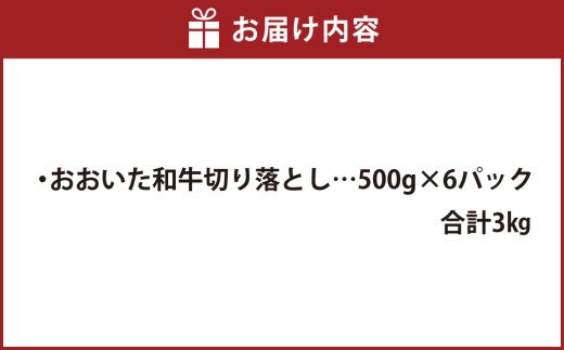 おおいた和牛 切り落とし 約500g×6パック 計約3kg