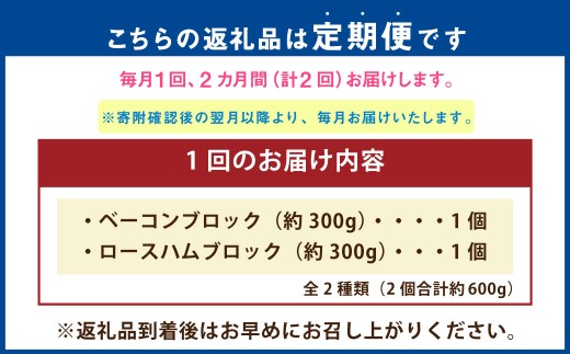 【2ヶ月定期便】 久住高原手作りベーコン・ロースハムセット
