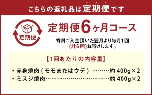 【6カ月定期便】 【赤身 VS ミスジ 食べ比べ！】 おおいた和牛 赤身焼肉 ・ ミスジ焼肉 約1.6kg×6回 計約9.6kg