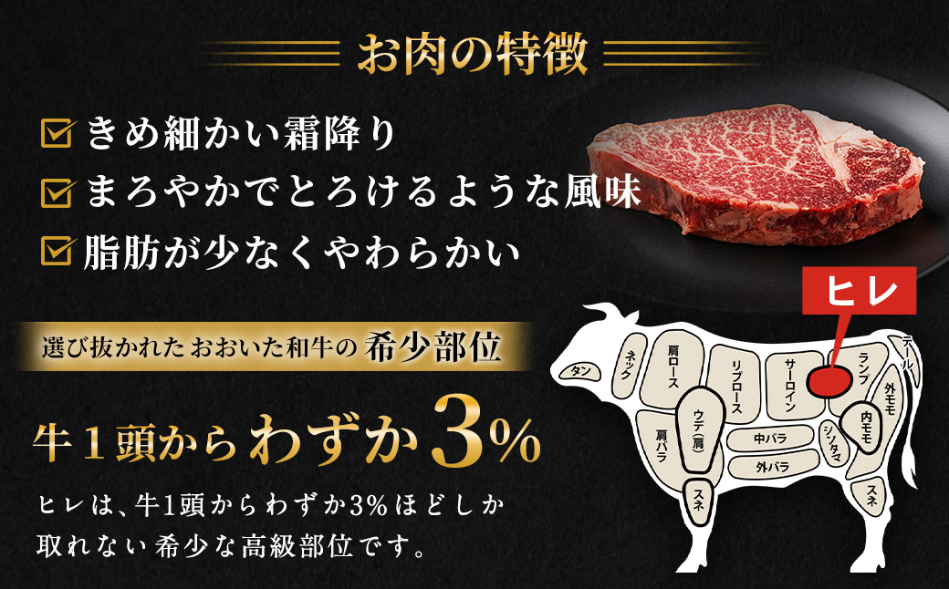 【人気の冷蔵発送】希少部位！ おおいた和牛 ヒレステーキ 150g×3枚 450g