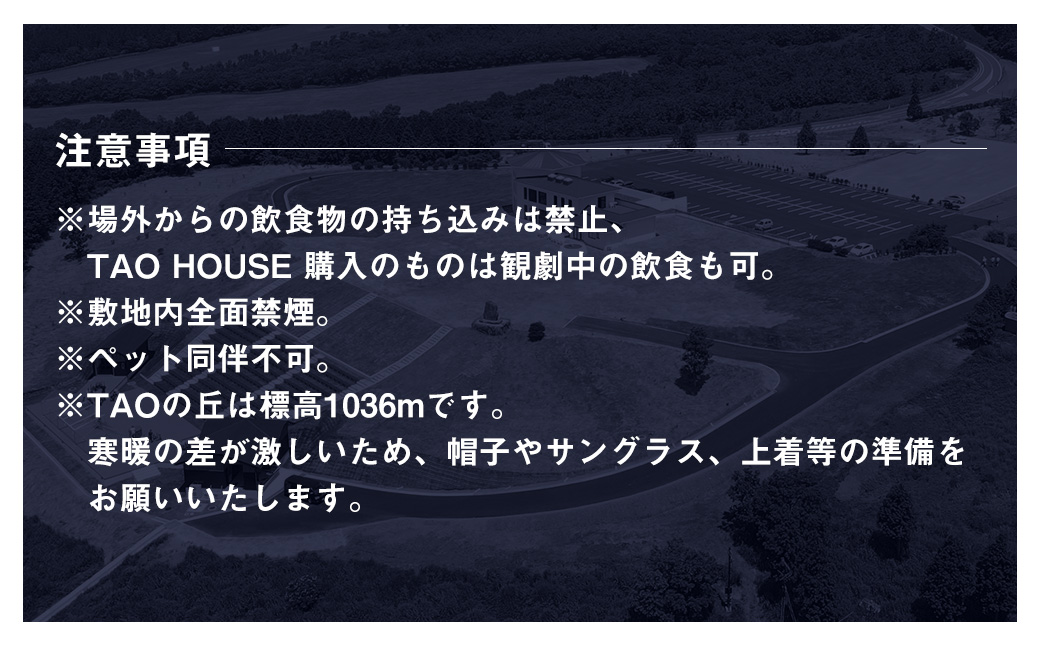 【野外劇場TAOの丘】ふるさと納税限定 ペアチケット！！ 【2026年公演チケットお申込日より順次発送】