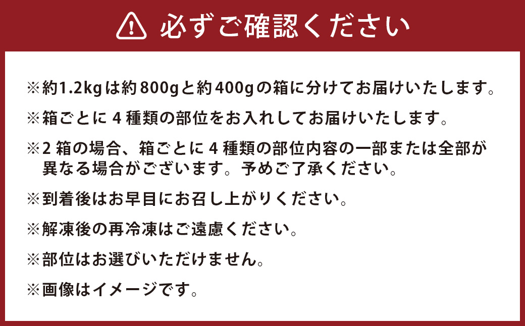 おおいた和牛 希少部位4種焼肉セット 約1.2kg（約800g・約400g 各1箱セット）