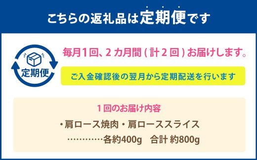 【2カ月定期便】 【肩ロース食べ比べ！】 おおいた和牛 肩ロース焼肉 ・ 肩ローススライス 約800g×2回 計1.6kg