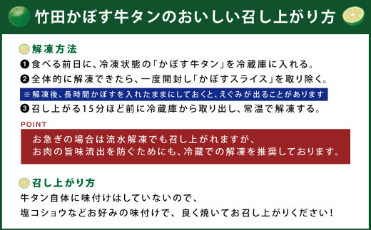 【4ヶ月定期便】竹田かぼす 厚切り牛タン 250g×2パック （約500g） 小分け 500g×4回 合計約2kg