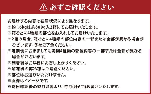 【6ヶ月定期便】おおいた和牛 希少部位4種焼肉セット 約1.6kg（約800g×2箱）×6回 計約9.6kg