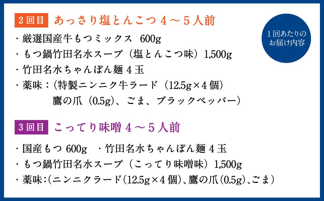 【3回定期便】もつ鍋 3種食べ比べ 4～5人前 醤油 塩とんこつ 味噌【陽はまたのぼる】