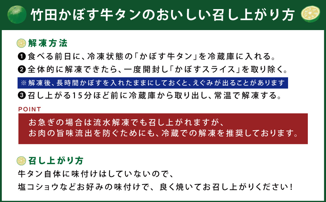 【13営業日以内発送】竹田かぼす 厚切り牛タン 250g×2パック 計 500g 小分け 牛肉 タン かぼす風味