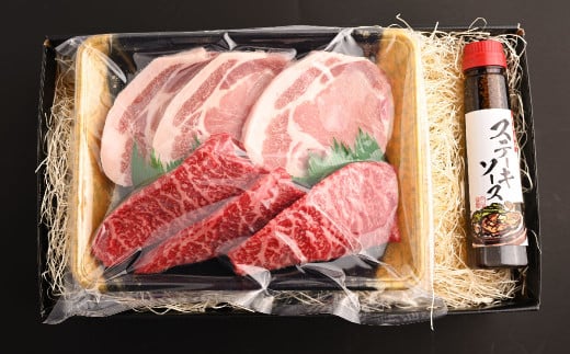 おおいた和牛 ステーキ & 奥豊後豚 ステーキ セット 【合計 900g 】ステーキソース付き