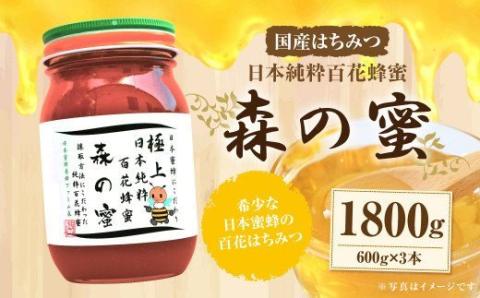 【国産はちみつ】 日本純粋百花蜂蜜 「森の蜜」 600g×3本 計1800g 化粧箱入り