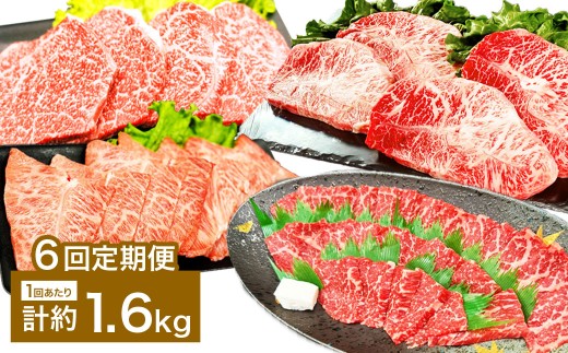 【6カ月定期便】 【焼肉？ ステーキ？ 赤身とミスジを味わう！】 おおいた和牛 赤身焼肉 ・ ミスジ焼肉 ・ 赤身ステーキ ・ ミスジステーキ 約1.6kg×6回 計約9.6kg