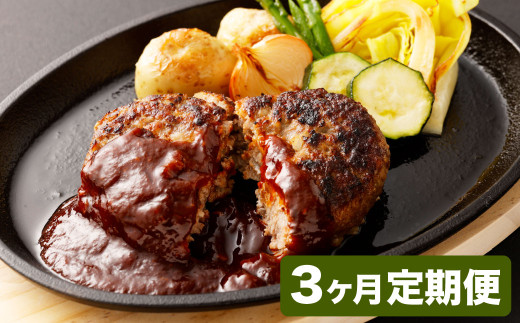 【3カ月定期便】【黒毛和牛】おおいた和牛ハンバーグ 計約1.02kg（約170g×6個）×3回 計約3.06kg