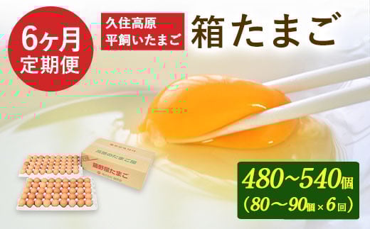 【定期便】久住高原 平飼いたまご 箱たまご 5kg×6ヶ月 80~90個入